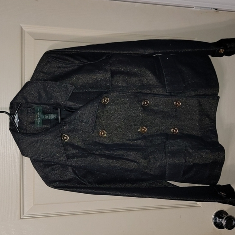 Lauren Ralph Lauren Dark Blue Denim Peacoat/Jacket w/Gold Shimmer Women's P/L